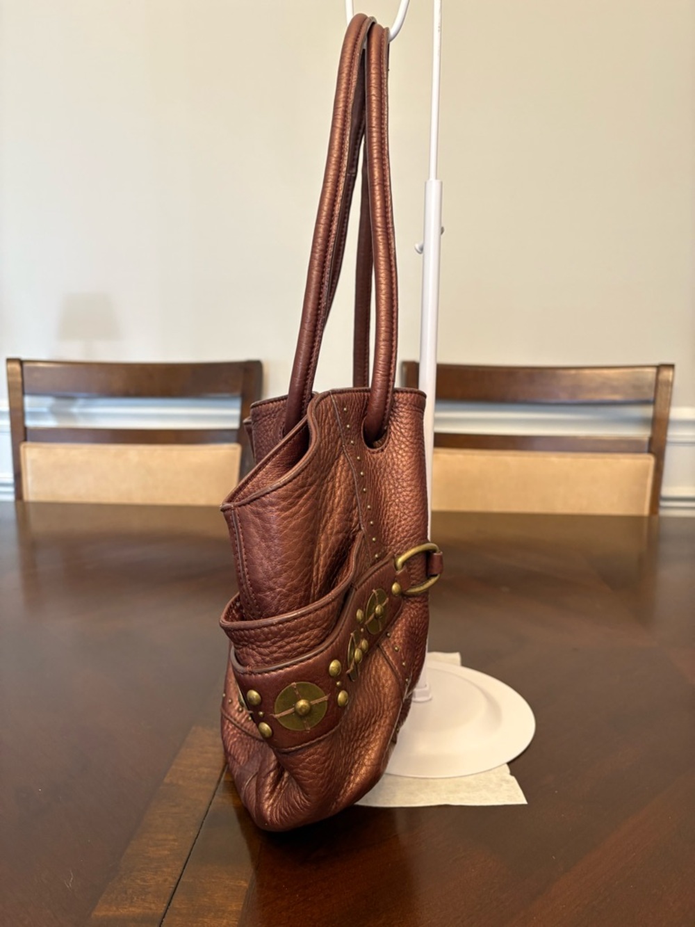 Cole Haan Village Paulette Pebble Leather Satchel/Shoulder Bag - Picture 4 of 6